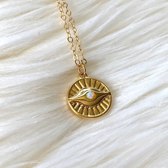 Evil Eye Sunrays Coin Necklace - Picture 5 of 8